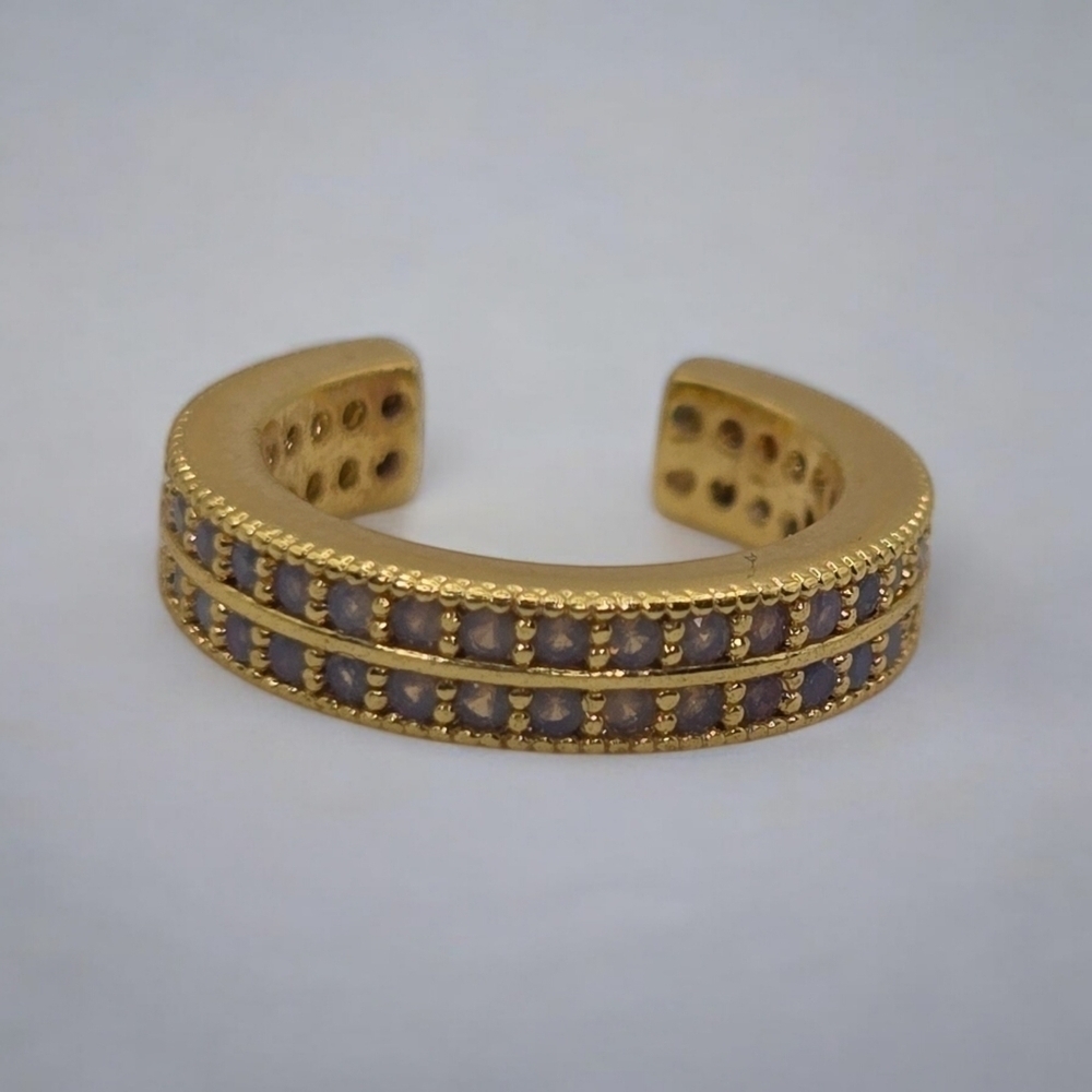 Melania Clara Gold Pave Crystal Double Band Ear Cuff